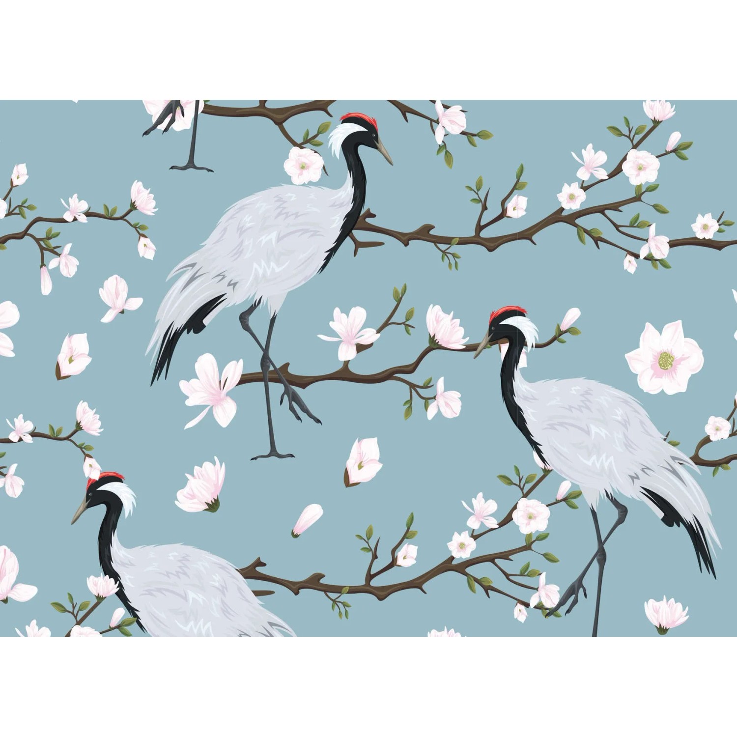 living walls Fototapete Designwalls Japanese Cranes, glatt, (5 St)