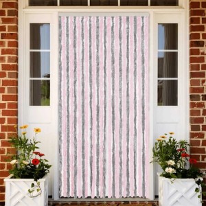 vidaXL Fliegenvorhang Silbergrau und Rosa 100x200 cm Chenille 377364