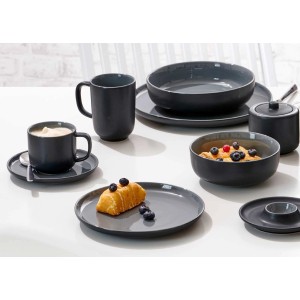 Ritzenhoff & Breker Jasper Kaffeeservice, 12-teilig, schwarz. Geschirr-Set mit Tassen, Tellern und Untertassen.