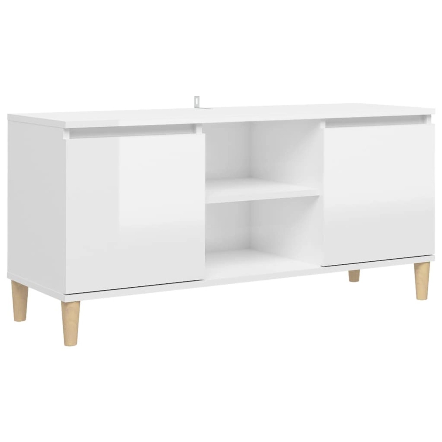 vidaXL TV-Schrank mit Massivholz-Beinen Hochglanz-Weiß 103,5x35x50 cm 805965