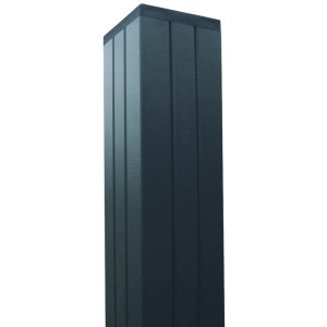 Anthrazitfarbener Aluminium-Torpfosten Gotland (68x68x272cm) für Zaunbau & Sichtschutz.