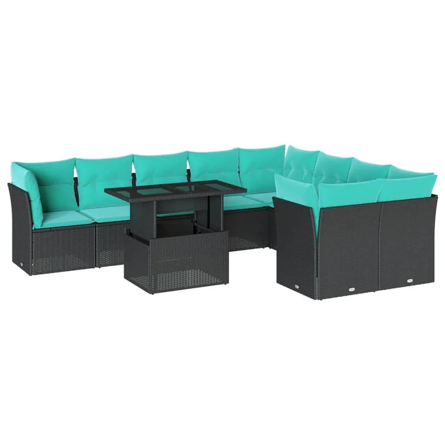 vidaXL 10-Tlg Gartensofa-Set mit Kissen Schwarz Polyrattan 3266837 günstig online kaufen