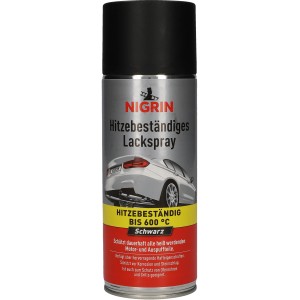 Nigrin hitzebeständiges Lackspray, 400ml, schwarz. Schutz für Auspuff, Motor und Grill bis 600°C.