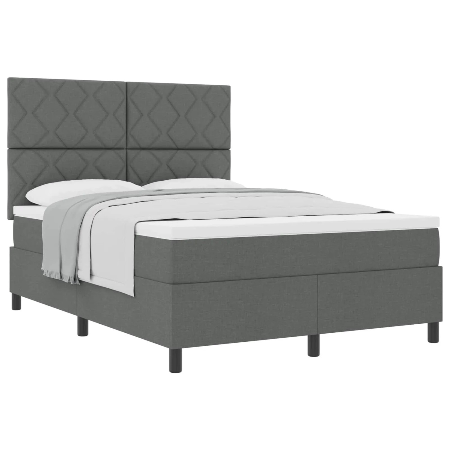 vidaXL Boxspringbett mit Matratze Dunkelgrau 160 x 200 cm Stoff 3339477