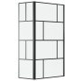 Aurlane Walk-In Duschwand Bricks, 90+40x195cm, mit schwarzem Rahmen und Glas im Siebdruck-Design.