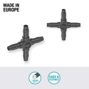 Gardena Kreuzstücke 4,6 mm (3/16") im 10er-Set für Micro-Drip-Systeme zur Richtungsänderung.