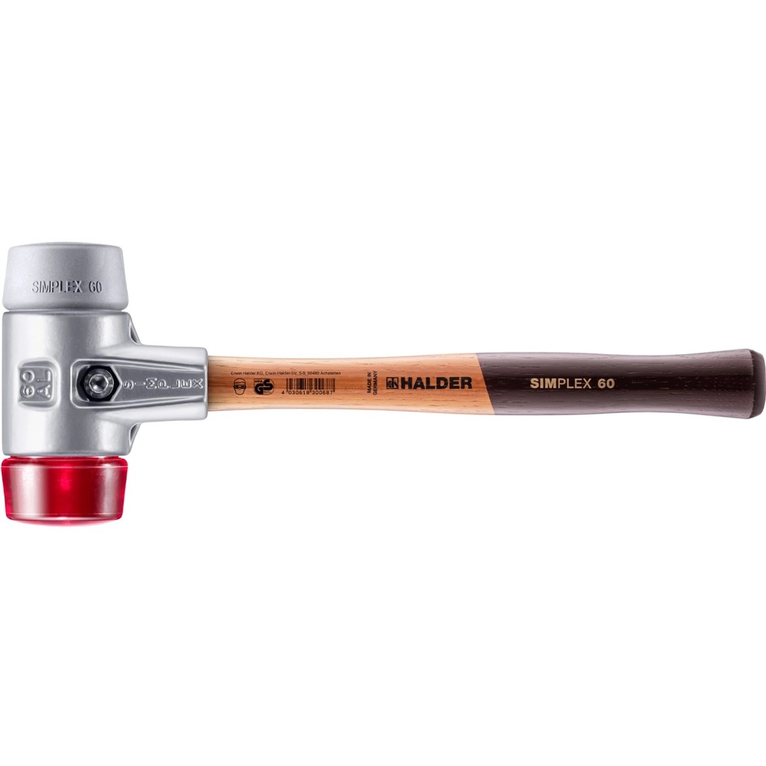 Halder Simplex Schonhammer Ø 60 mm TPE-mid Grau   Plastik Rot mit Aluminium günstig online kaufen