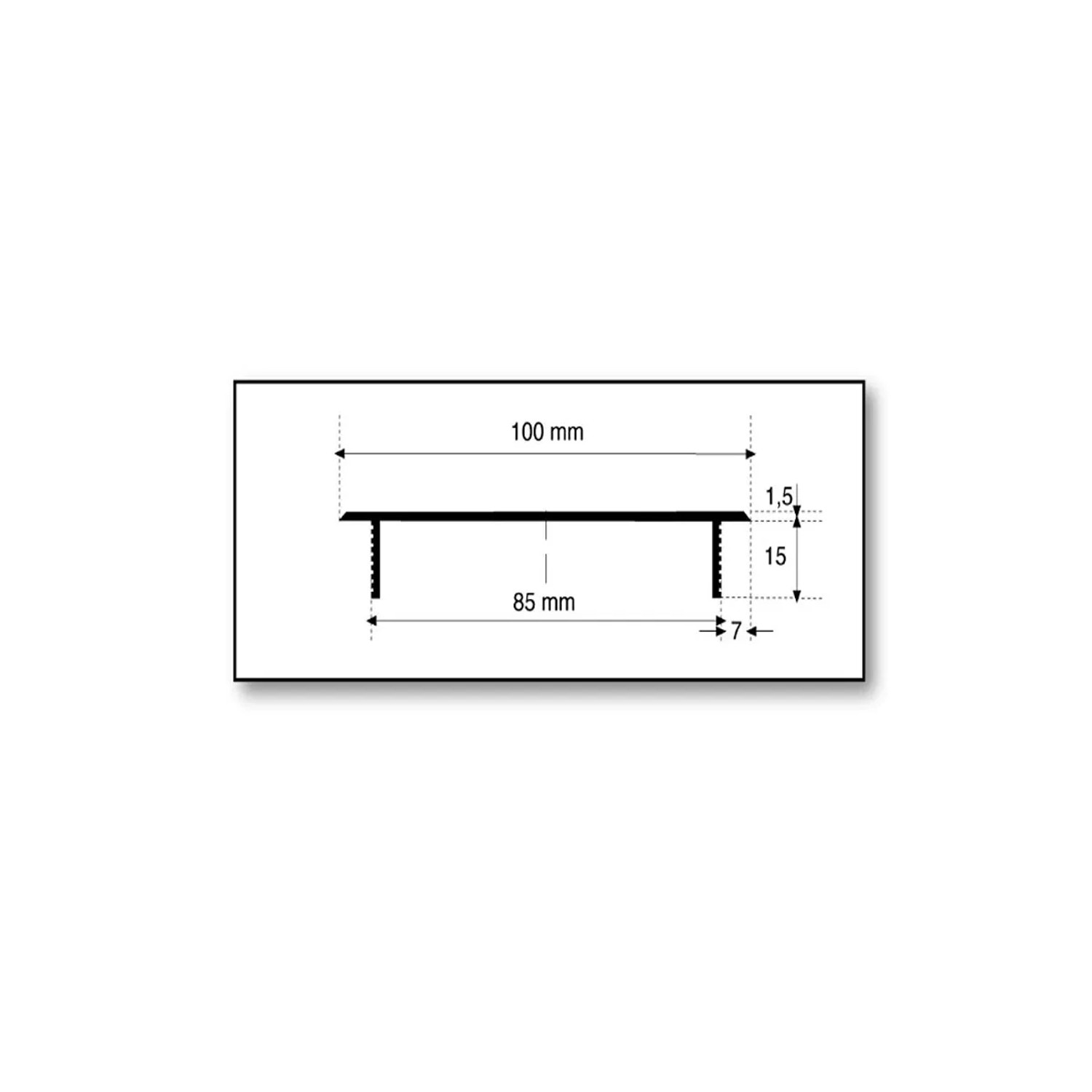 Technische Zeichnung: MS Beschläge Lüftungsgitter Aluminium 100x1000mm, Maße und Profilansicht.