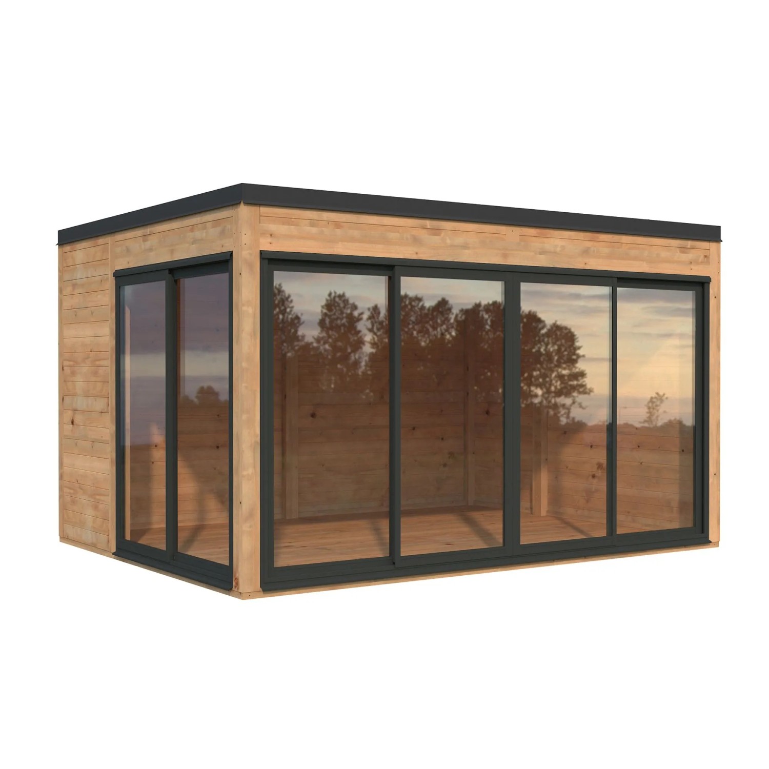 Palmako Holz-Gartenhaus Serena Slide Plus Pultdach Tauchgrundiert