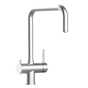 VIZIO Niederdruck 3-Wege Küchenarmatur, Edelstahl gebürstet, 360° schwenkbar.