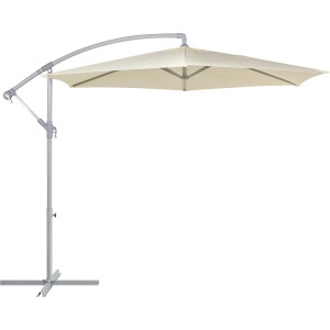Beiger Ampelschirm Valdosta, Ø 300 cm, mit Kurbel und Aluminiumgestell. Ideal für Garten und Terrasse.