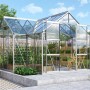 Vitavia Gewächshaus Sirius mit Alu-Rahmen und Fundament im Garten.