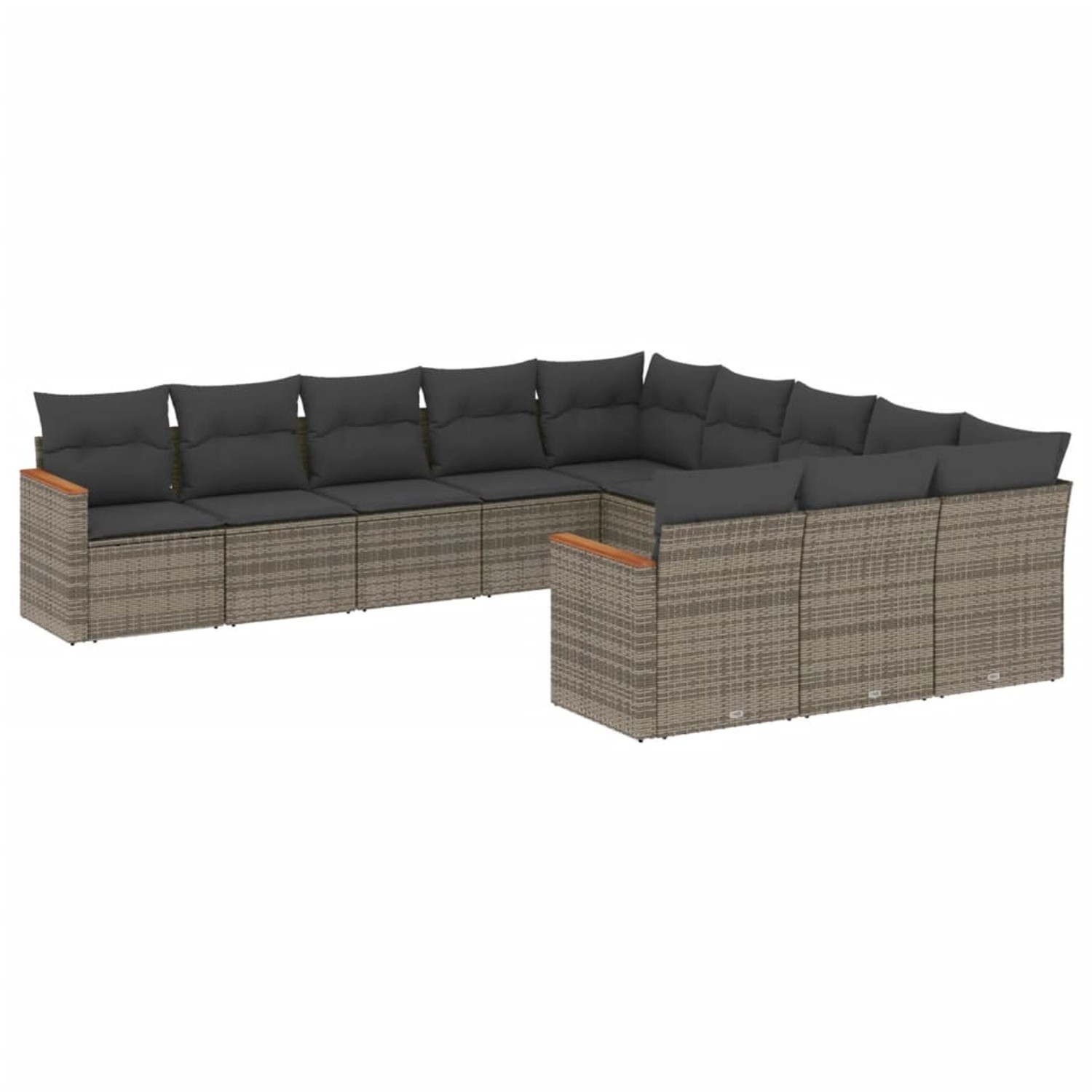 vidaXL 11-Tlg Garten-Sofagarnitur mit Kissen Grau Poly Rattan 3226431 günstig online kaufen