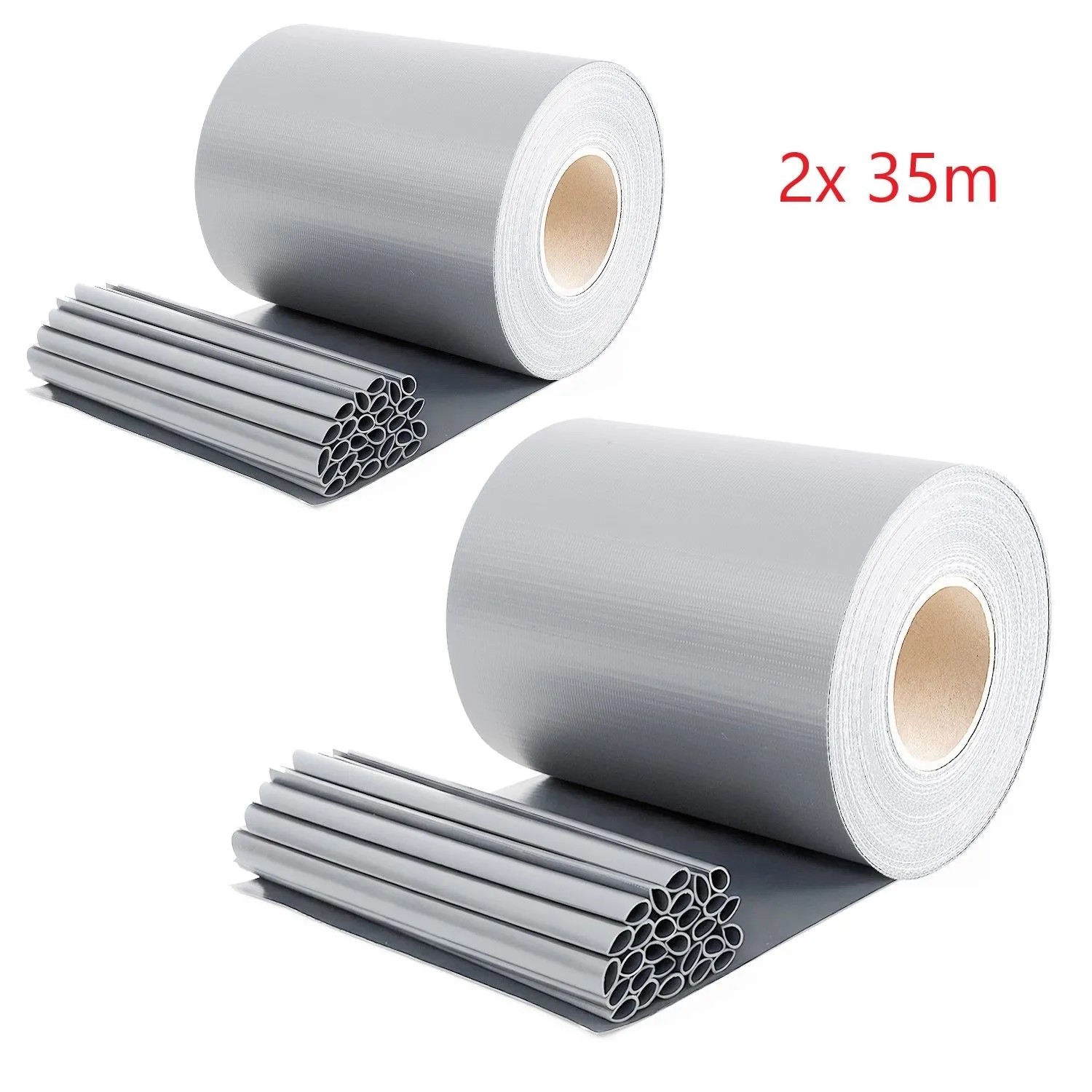 Sekey PVC Sichtschutzstreifen für Doppelstabmatten Blickdicht Sichtschutz 2x35m Grau