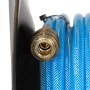 Detailaufnahme: Güde Druckluftschlauchtrommel 20m mit blauem Schlauch und Anschluss.