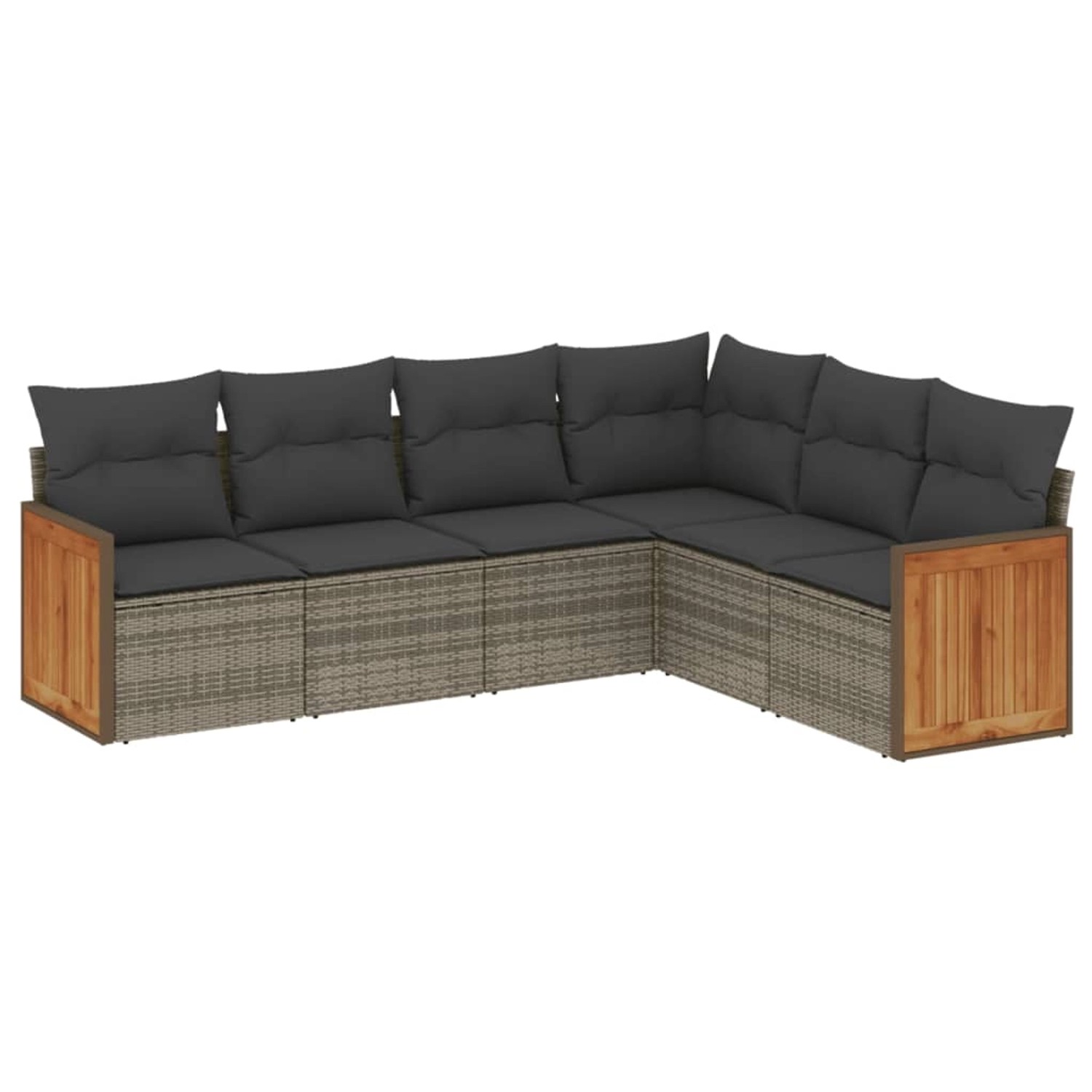 vidaXL 6-Tlg Garten-Sofagarnitur mit Kissen Grau Poly Rattan 3227684 günstig online kaufen