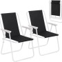WOLTU Campingstuhl 2er Set, faltbar, schwarz, mit weißem Gestell.
