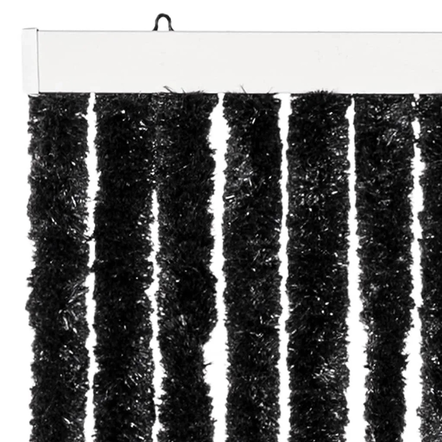 Anthrazitfarbener Insektenschutz-Vorhang aus Chenille, 100x220 cm, für Fenster.
