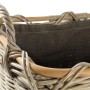 Rechteckiger Kaminholzkorb aus Rattan (Kubu grey) mit Stoffeinsatz und Griffen.