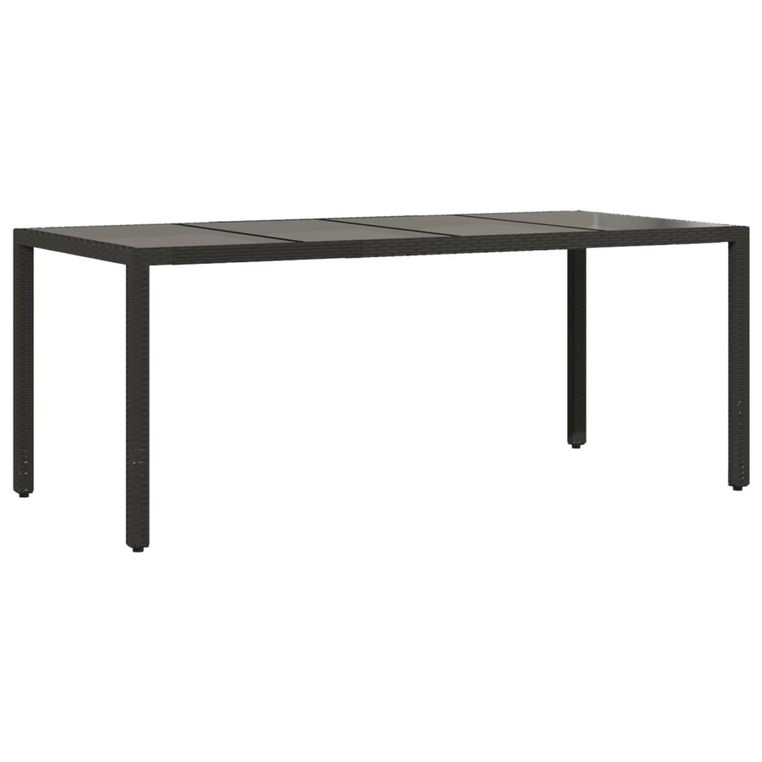 vidaXL Gartentisch mit Glasplatte Schwarz 190x90x75 cm Poly Rattan 365537 günstig online kaufen