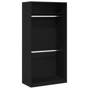 Schwarzer Kleiderschrank in Eichen-Optik mit Regal, 100x50x200 cm.