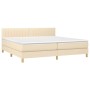 Cremefarbenes vidaXL Boxspringbett 200x200 cm mit Matratze und Kopfteil.