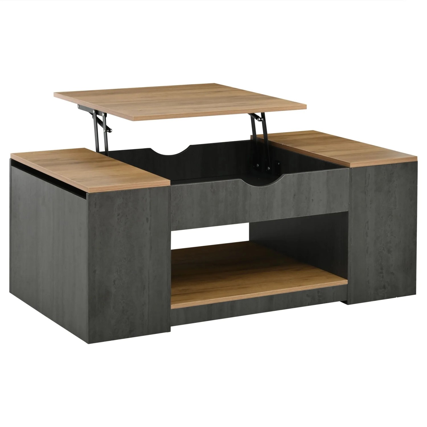 okwish Couchtisch mit Liftfunktion/Stauraum Stilvolles Design 110 × 60 cm Grau