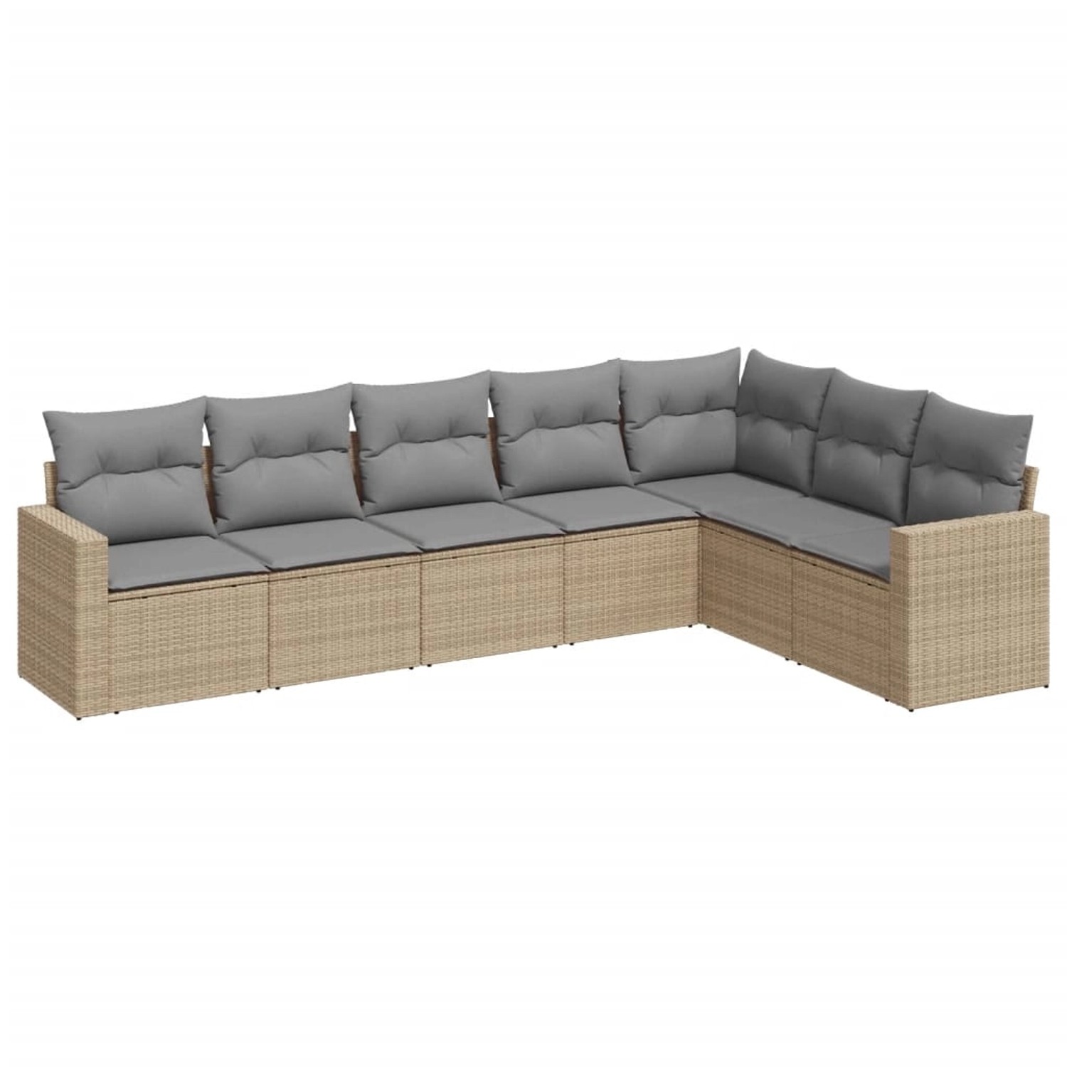 vidaXL 7-tlg Garten-Sofagarnitur mit Kissen Beige Poly Rattan Modell 54