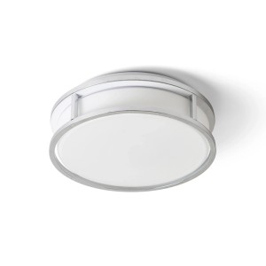 Runde LED-Deckenleuchte Grande mit flachem Opalglas und Metallrahmen für Badezimmer, IP44.