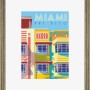 Goldener Kunststoffbilderrahmen Klassisch, 24x30 cm, mit Passepartout und Miami Art Deco Motiv.