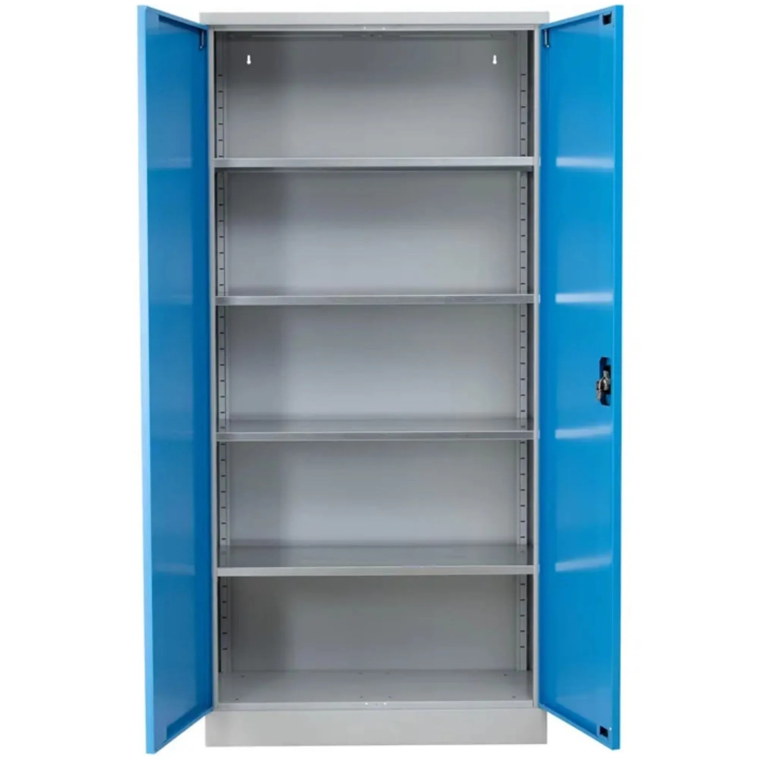 PROREGAL Stahlschrank Bee 6 Fachböden HxBxT 195 x 120 x 60 cm Verzinktes & Verstärktes Fachbodenmaterial Grau & Hellblau