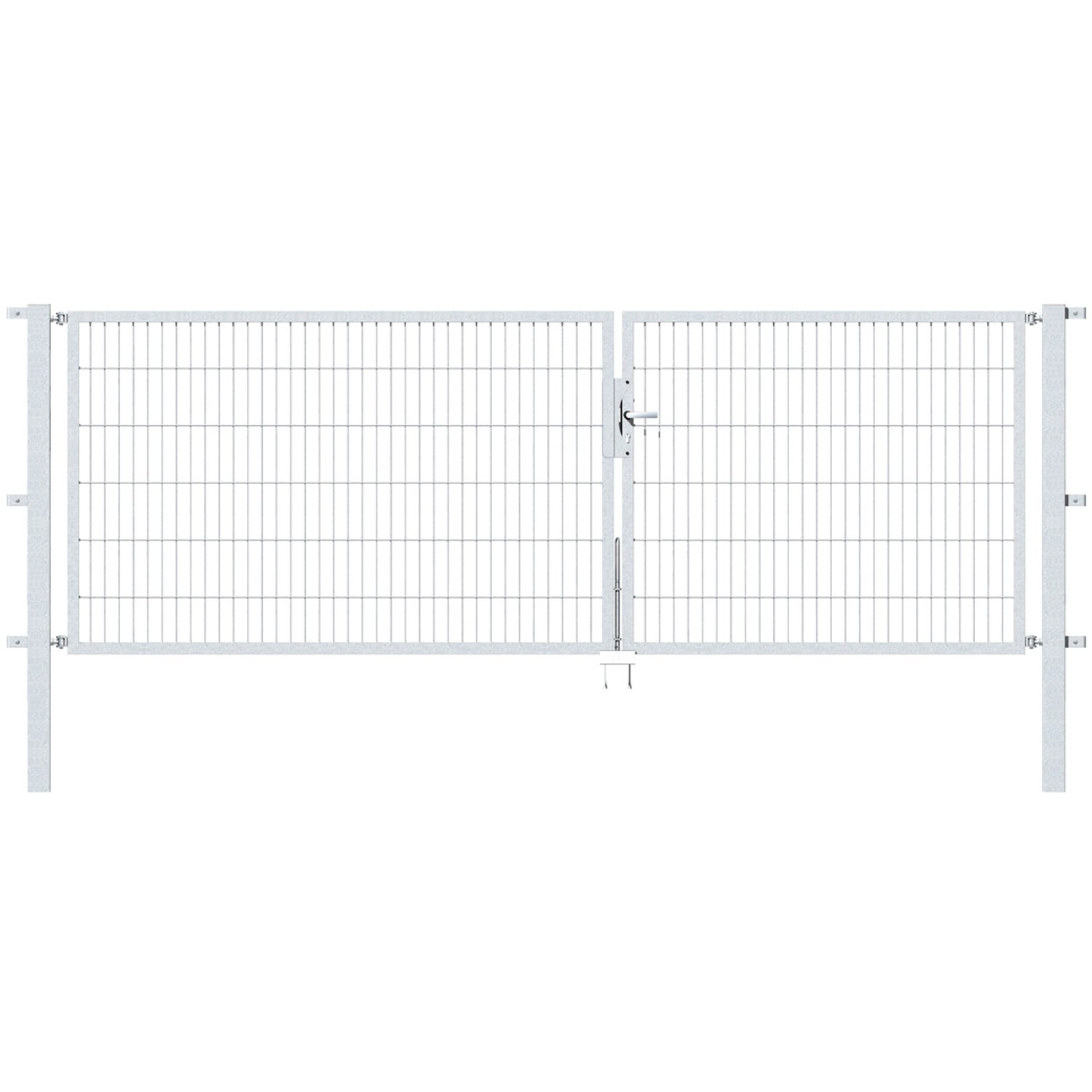 Metallzaun Doppeltor für Doppelstabmatte verzinkt z. Einbeton. 120 cm x 350 cm