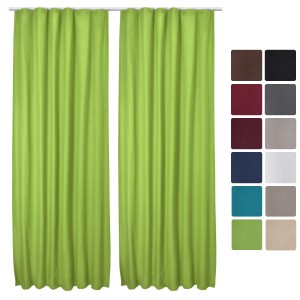 2 grüne Beautissu Thermovorhänge Amelie 140x245 cm mit Kräuselband für Fenstervorhänge.