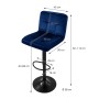 ML-Design Barhocker 2er Set, blau, mit Maßen. Samt Barstuhl mit Rückenlehne.