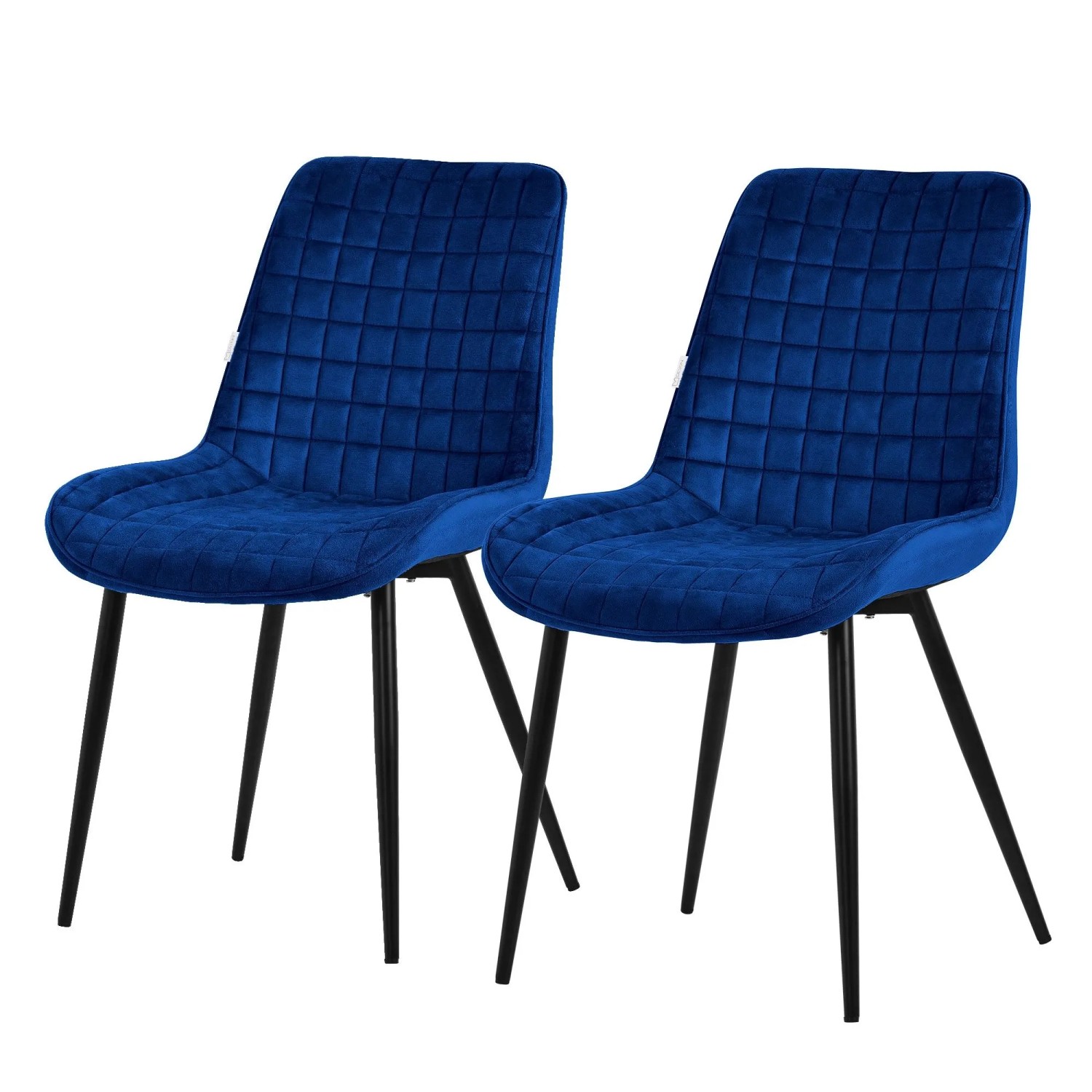 ML-Design Esszimmerstühle 2er Set Dunkelblau Samtbezug Metallbeinen