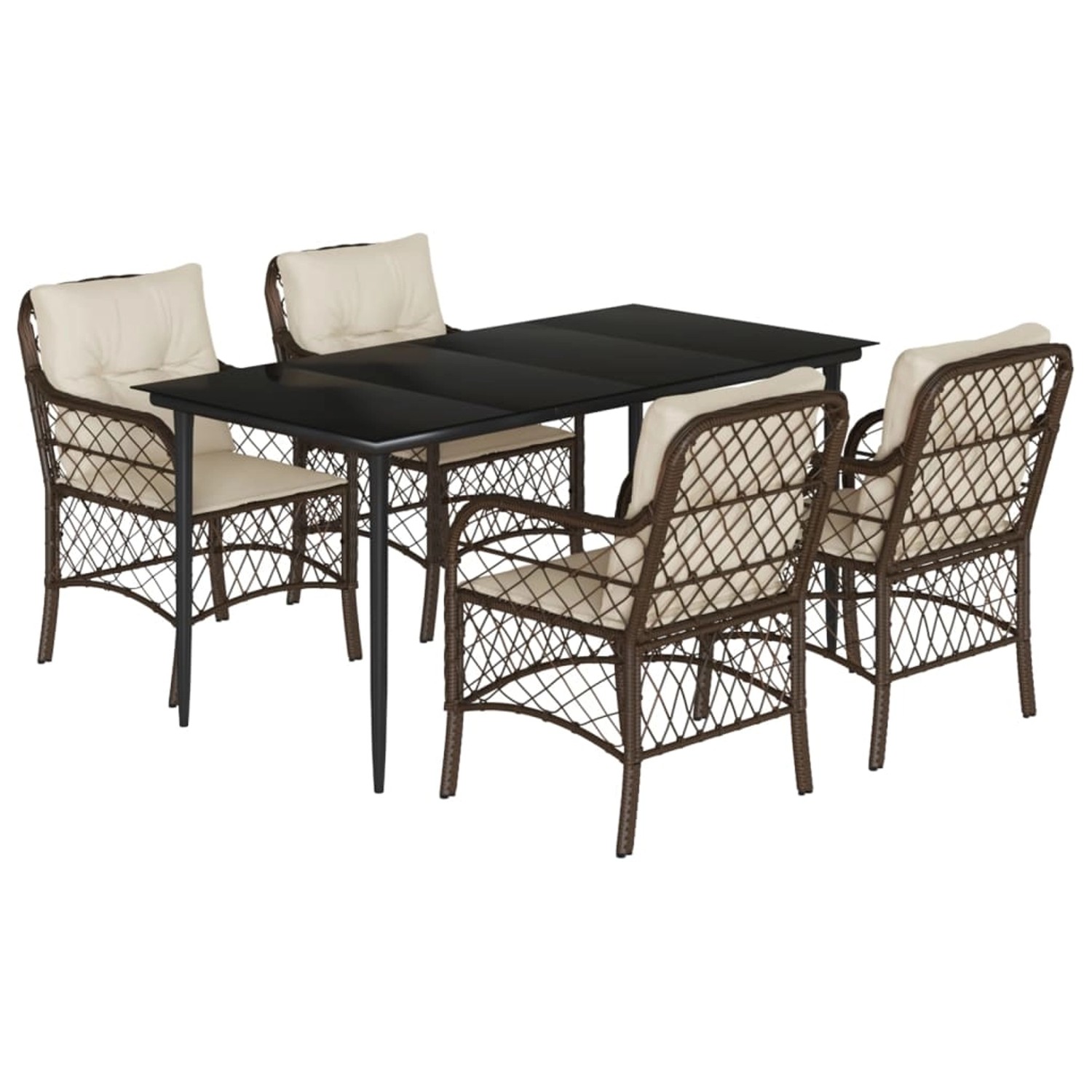 vidaXL 5-Tlg Garten-Essgruppe mit Kissen Braun Poly Rattan 3212113 günstig online kaufen