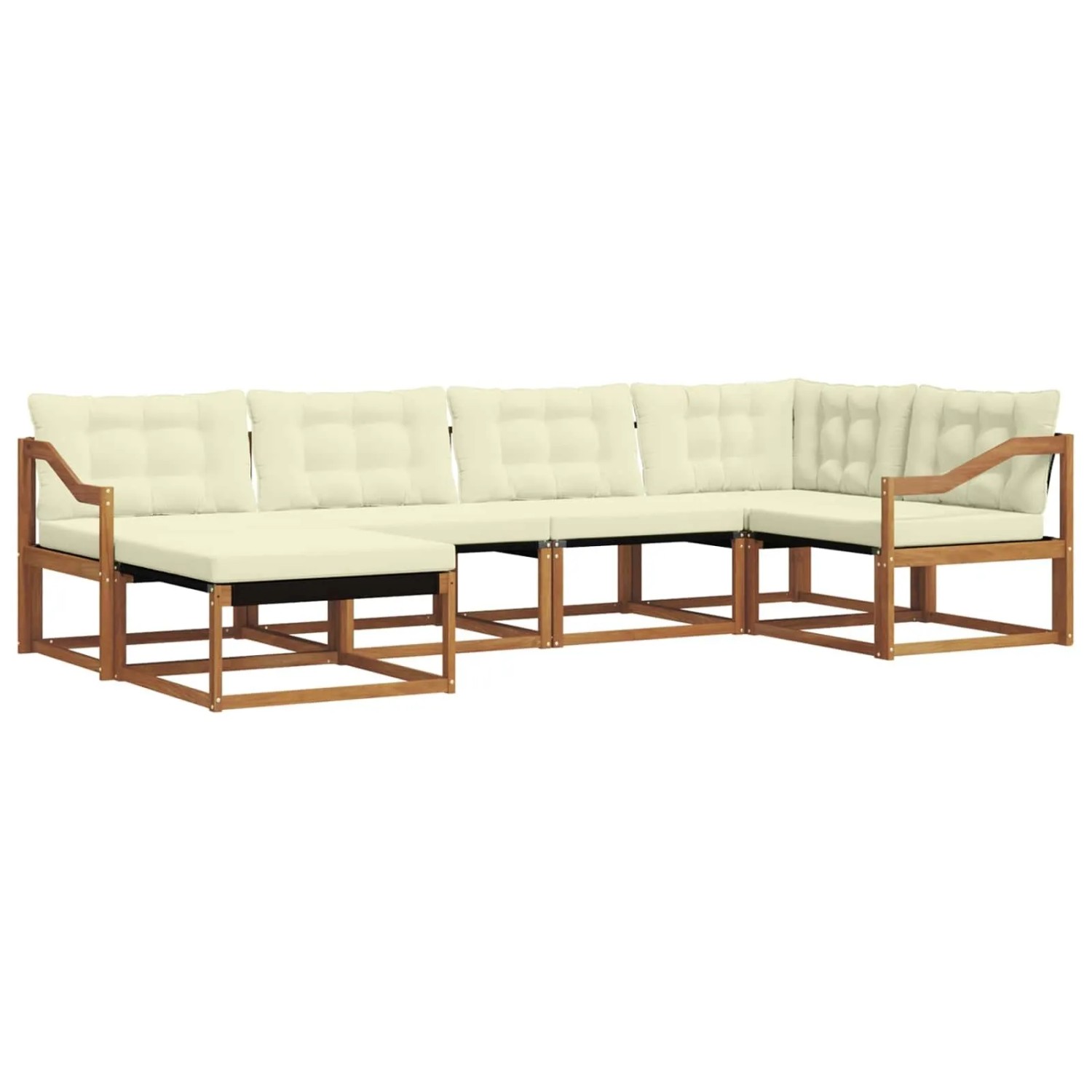 vidaXL Outdoor-Sofagarnitur 18-Tlg Natur und Creme Massivholz Akazie 3369633