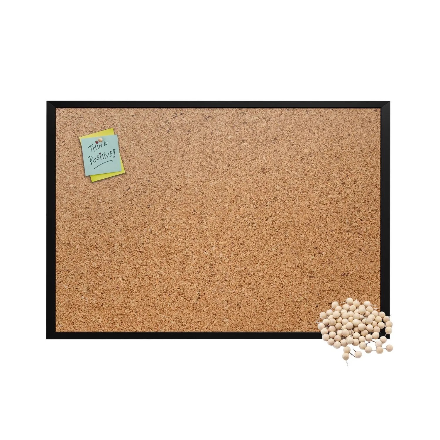 Tulup Pinnwand 120x90 cm Schwarzer Rahmen Korktafel mit Rahmen Gratis Anstecknadeln im Set Enthalten