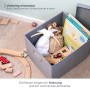 Graue HMF Aufbewahrungsbox mit Spielzeug und Büchern, passend für Kallax Regale.