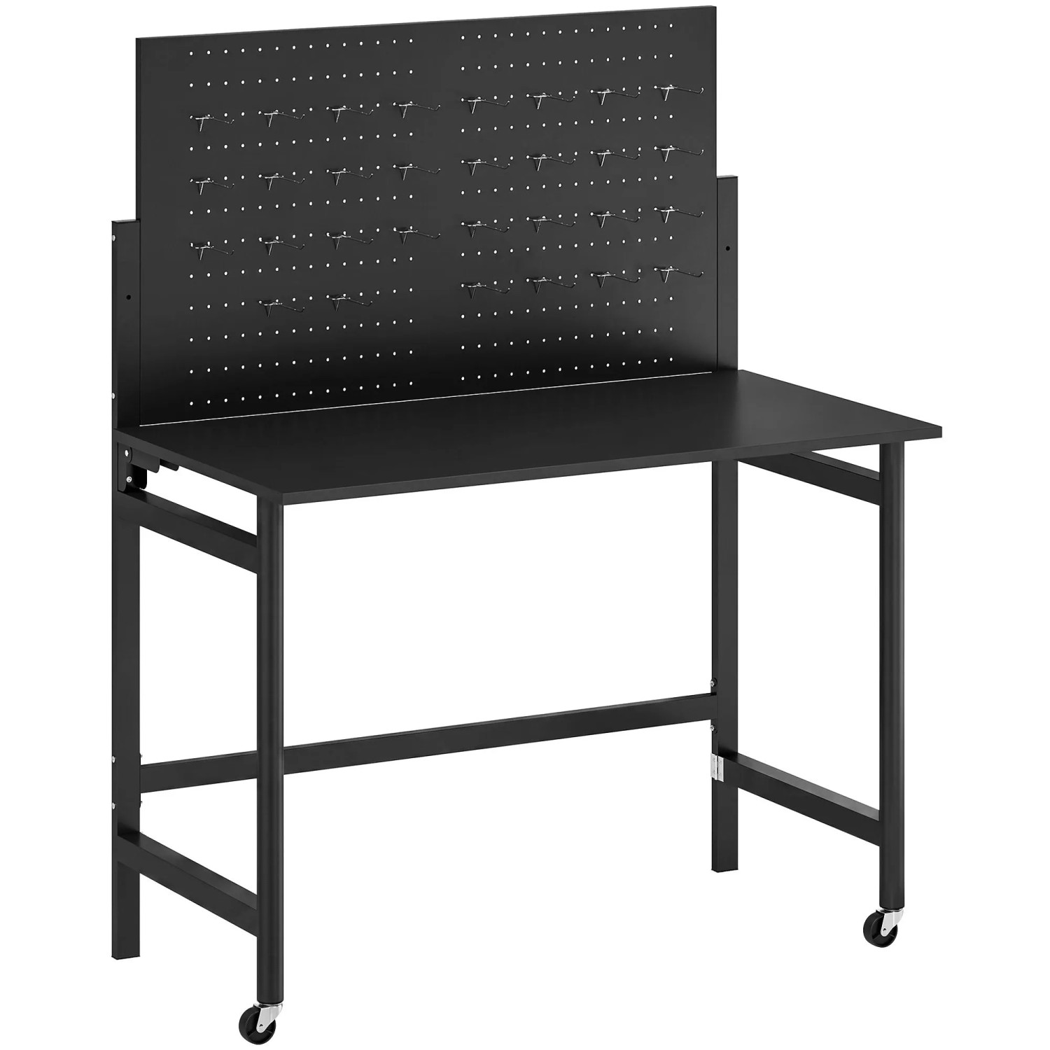 HOMCOM Workbench MDF Stahl 115L x 62B x 143,5H cm Schwarz