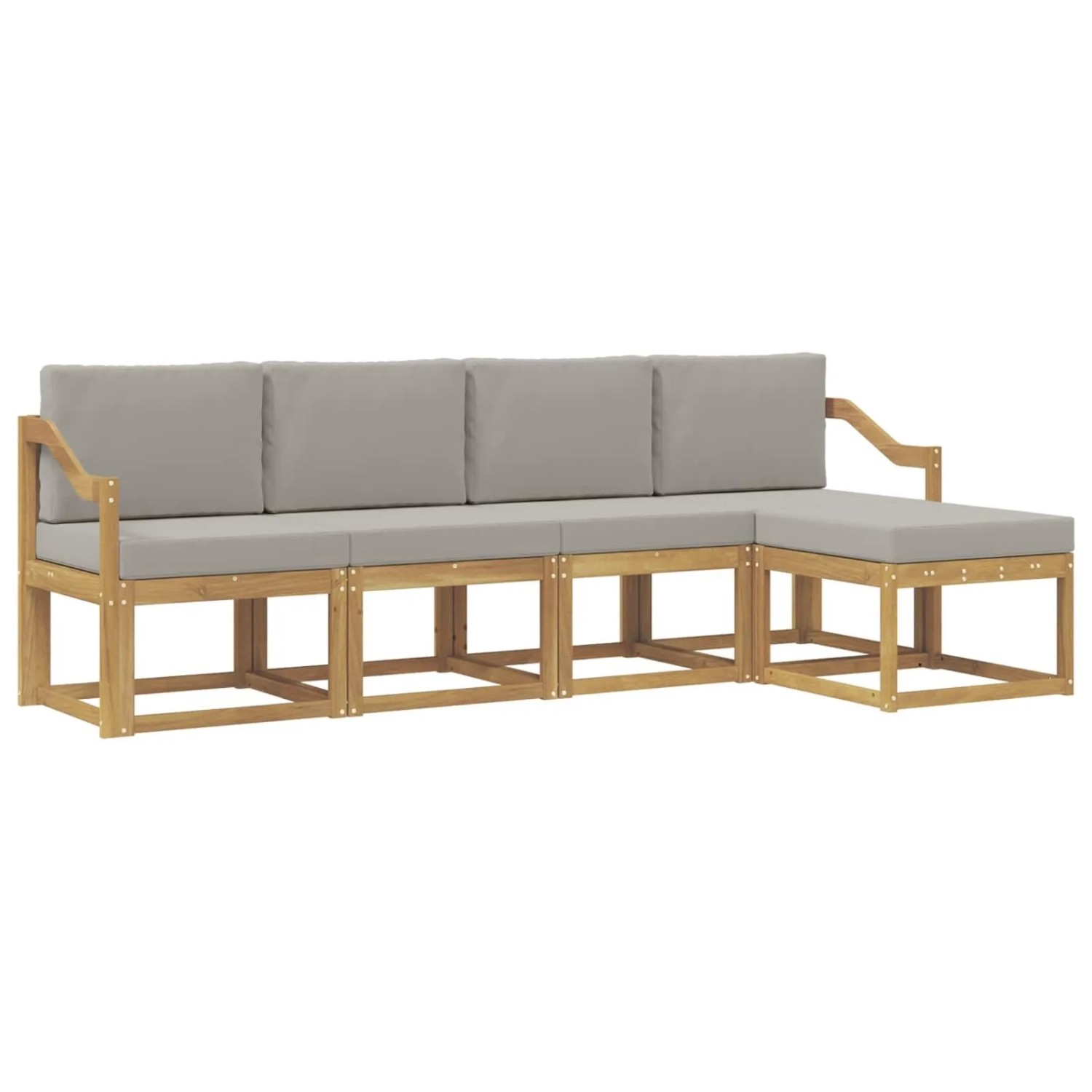 vidaXL Outdoor-Sofagarnitur 5-Tlg Weiß und Hellgrau 3387505