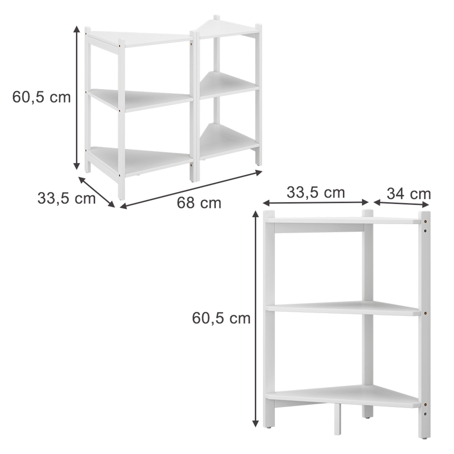 Vicco Waschbeckenunterschrank Zeno, 2er Set, weiß, Bambus, Maße