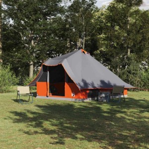 vidaXL Tipi Zelt mit Dach Grau und Orange 358 x 296 x 258 cm Taft 42000971