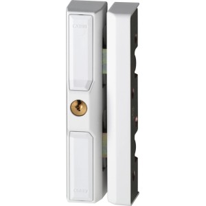 Weißes Abus Fensterschloss DF88 AL0089, gleichschließend, zur Tür- und Fenstersicherung.