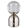 Globo Tischleuchte Julsy, 20 cm, Nickel matt, LED-Tischleuchte mit Kristall-Effekt.