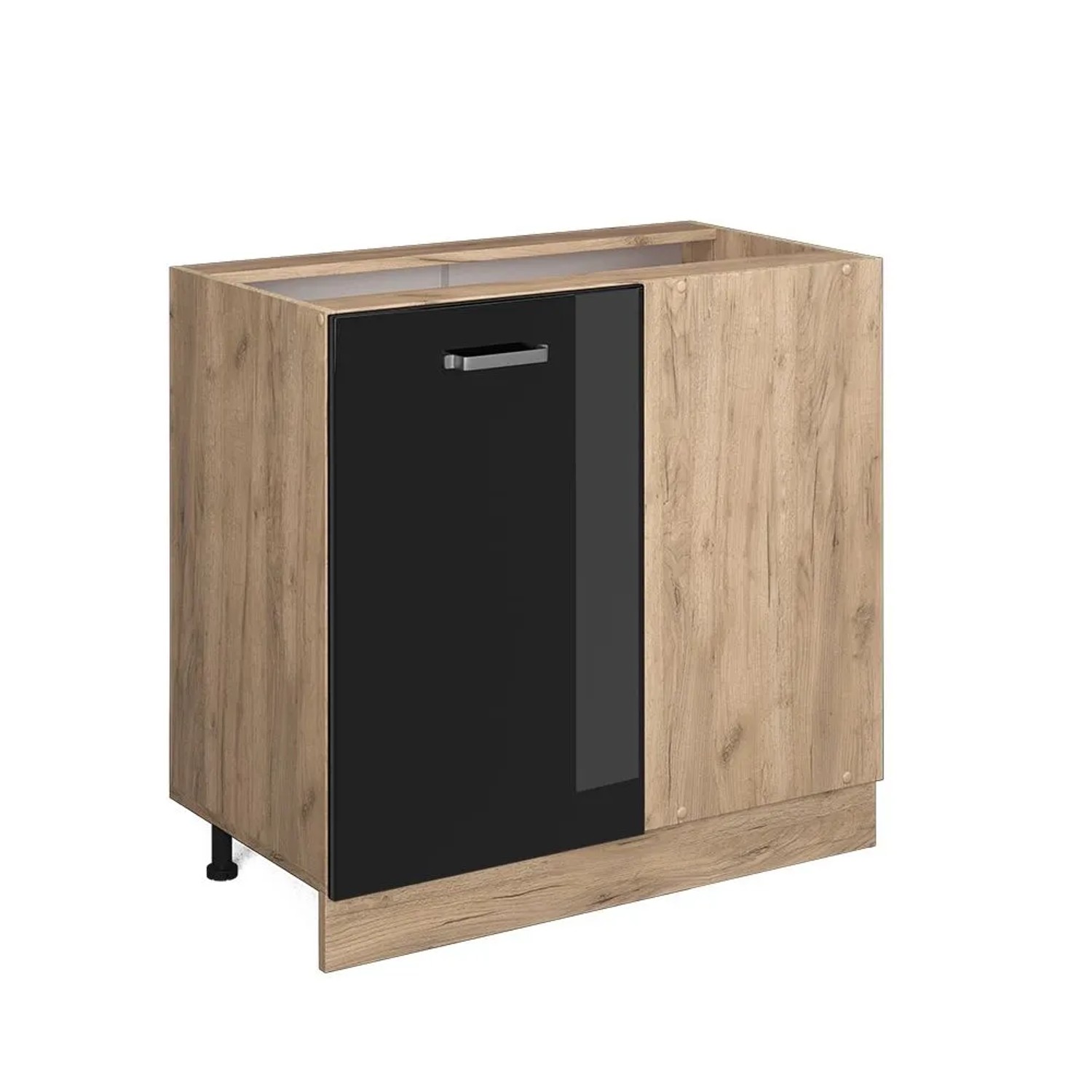 Vicco Eckunterschrank R-Line Schwarz Hochglanz Goldkraft Eiche 86 cm ohne Arbeitsplatte