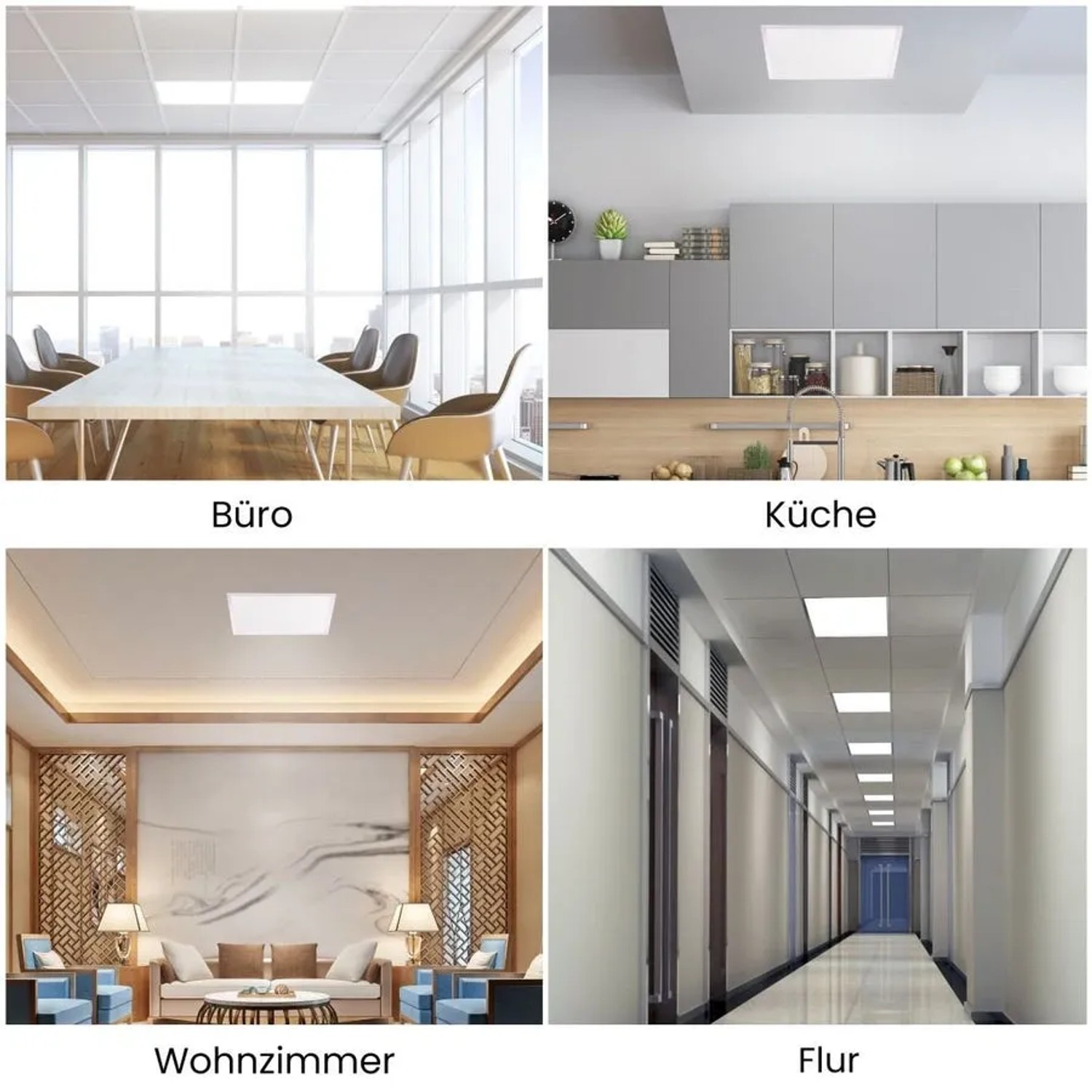 ENOVALITE LED Panel 60x60 in Büro, Küche, Wohnzimmer und Flur. Rasterdeckenleuchte mit neutralweißem Licht.