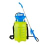 Gelb-blauer 5 Liter Drucksprüher mit Lanze und Tragegurt für Garten und Reinigung.