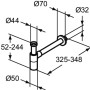 Technische Zeichnung: Ideal Standard Designsiphon G 1 1/4, Waschbecken Siphon, Schwarz Matt, mit Maßen.