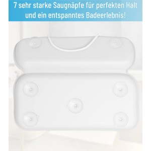 SANILO Badewannenkissen Home, weiße Unterseite mit Saugnäpfen für sicheren Halt in der Badewanne.